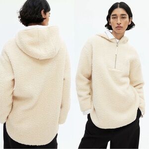H&M Faux Shearling Hoodie Cream Women’s Size Medium